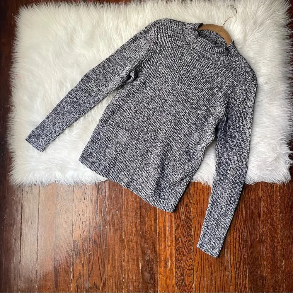 Vintage Black Heather Mockneck Sweater